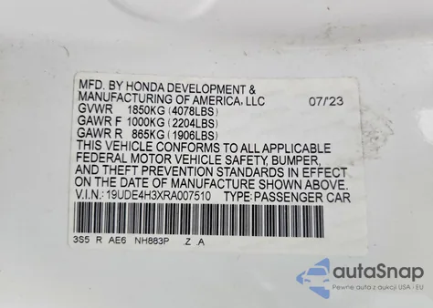 2024 Acura Integra A-Spec from USA, damaged, VIN 19UDE4H3XRA007510